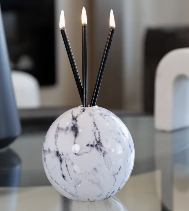 Neva Vase, White Marble Candle Holder — Apres Soleil Tans & Boutique